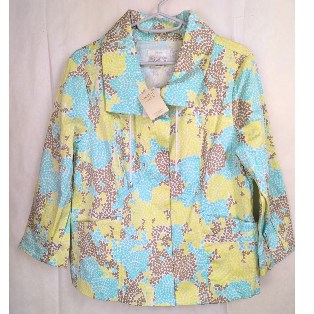 New Christopher and Banks Comfort Stretch abstract floral jacket Size Sm Artsy